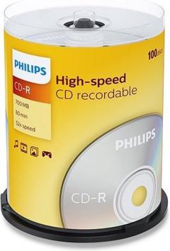 Philips CD-R 80min 700MB 100 stuks 52 speed op Spindel Cakebox